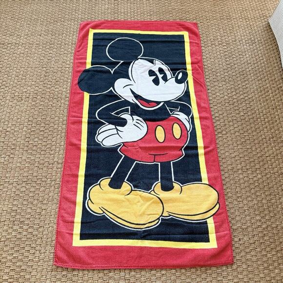 Disney Other - Vintage Disney Mickey Mouse Beach Towel 27” X 51” 100% Cotton